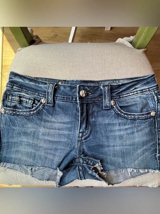 Miss Me Pants - Miss Me Cut Off Jean Shorts Size 28 Embellished Rhinestone Bling Flap Pocket